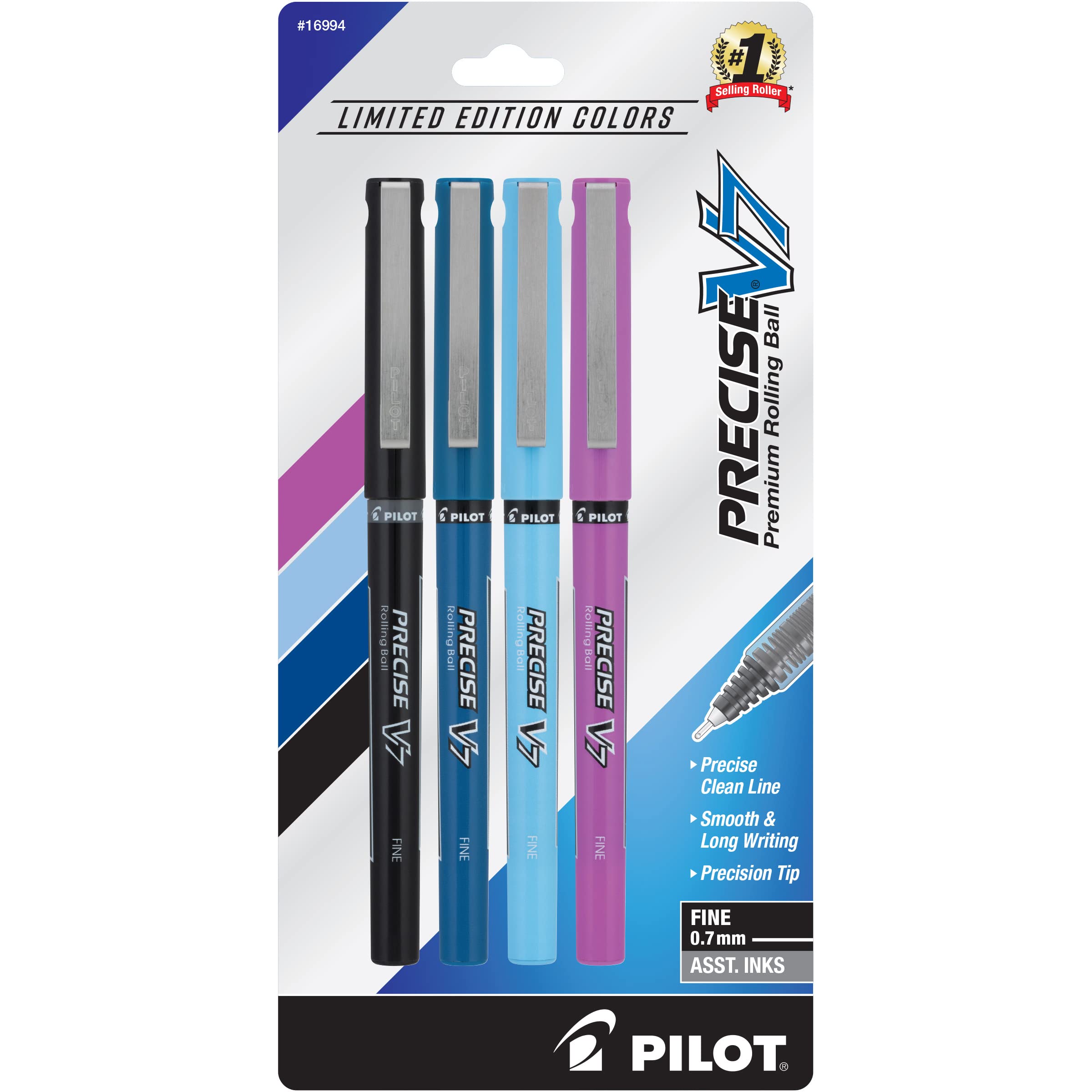 Pen Pilot Precise V7 Rolling Ball Stick De 0,7 Mm, Pacote Com 4