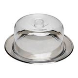 Porta Queijos Display Com Prato Base Inox Queijeira Cúpula