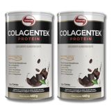Kit 2 Colagentek Protein Lata 460g Vitafor Sabor:cacau