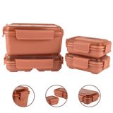 Kit 4 Potes Herméticos Retangulares Resistentes 4 Travas