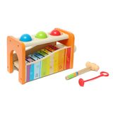 Banco Musical Pounding Toy Hape Pound &amp; Tap Com Xilofone Deslizante