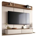 Home Suspenso Galax Off White/castanho Para Tv Até 70 - Hb Móveis
