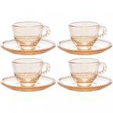 Conjunto Com 4 Xícaras E Pires Para Café Pearl Em Cristal 80 Ml Wolff