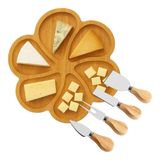 Kit Petisqueira 6 Divisórias + Jogo 4 Utensílios Para Queijo
