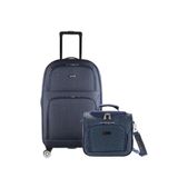 Kit 1 Mala Viagem Conexão Azul P + Frasqueira Quadrada Azul
