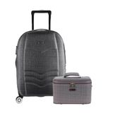 Kit 1 Mala Viagem Estação Metrô Cinza G + Frasqueira Cinza