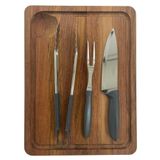 Kit Estação De Corte De 40x30 Cm Em Madeira Jatobá Com Brancal E Acabamento Em Óleo Tramontina
