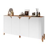 Aparador Buffet Sala Memphis Com Pés De Madeira Maciça Branco/cedro