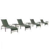 4 Espreguiçadeiras Catar E 4 Mesas Garden Cor Design Moderno Na Cor Marrom Trama Verde