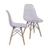 Kit 2 Cadeiras Eames Base De Madeira Incolor