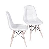 Kit 2 Cadeiras Estofada Botonnes Branco