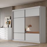 Guarda Roupa Casal 2 Portas 8 Gavetas 100% Mdf Com Espelho Blumenau Neve