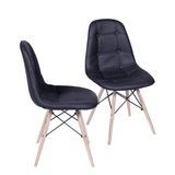 Kit 2 Cadeiras Estofada Botonnes Preto