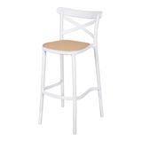 Banqueta Alta Em Polipropileno Com Encosto Plats Branco/bege