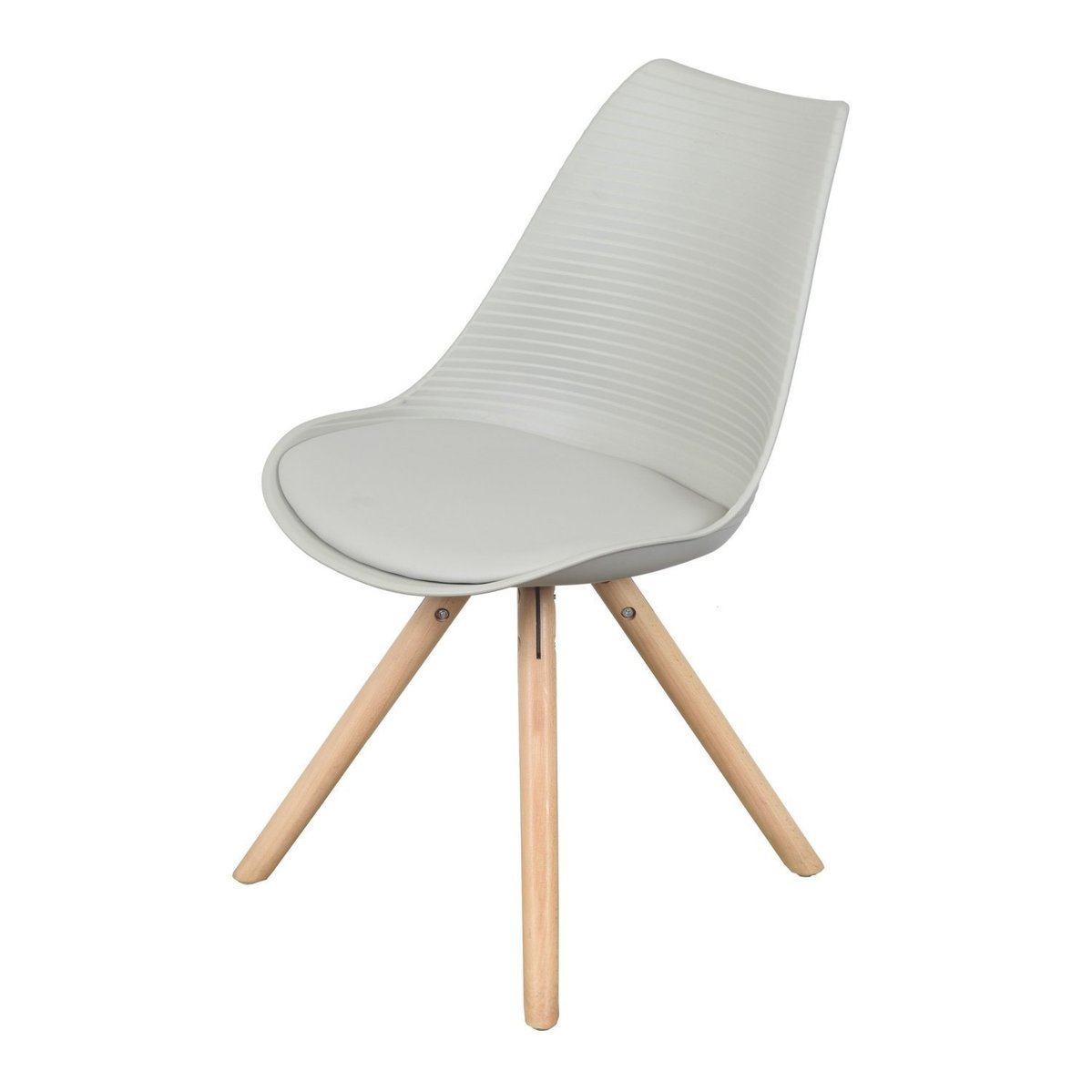 Cadeira Atlas Pp Assento Acolchoado Base Madeira Cinza