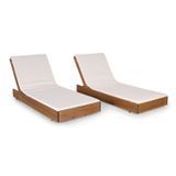 Conjunto 2 Espreguiçadeiras Versatti Rustic Com Almofadas Viva Ligna Nogueira