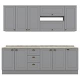 Cozinha Modulada 10 Pecas 240 Cm Ce792 Americana Cinza Calcare Henn