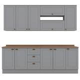 Cozinha Modulada 10 Pecas 240cm Ce792 Americana Cinza Nature Henn
