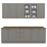 Cozinha Modulada 9 Pecas 240cm Ce856 Americana Cinza Nature Henn