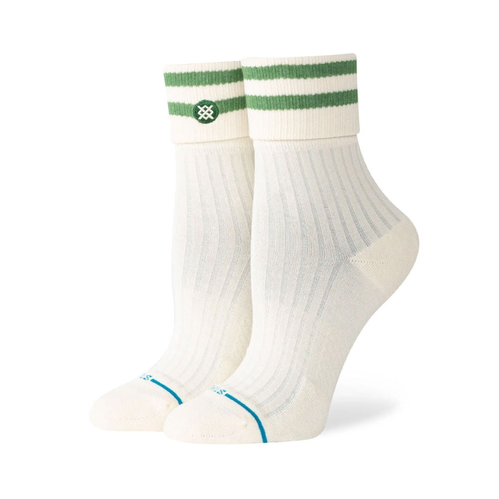 Meia Stance Roll Cuff Off White Green