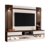 Painel 75 Polegadas Flórida 200 Cm Espelho Luminária Led Marrom Noce /off White Ártico