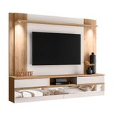 Painel 75 Polegadas Flórida 200 Cm Espelho Luminária Led Carvalho Teca/off White Ártico