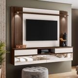 Painel Home Suspenso 75 Turin Espelho E Luminária Led Marrom Noce /off White Ártico