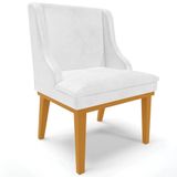 Cadeira Estofada Sala De Jantar Base Fixa De Madeira Castanho Lia Sintético Premium Branco - Ibiza
