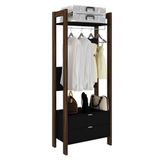 Guarda Roupa Solteiro Closet Az1011 Preto-nogal - Tecno Mobili
