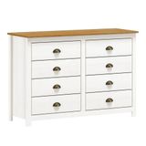 Cômoda Para Quarto 8 Gavetas Estilo Americano 125cm Lázio F07 Branco-carvalho - Mpozenato