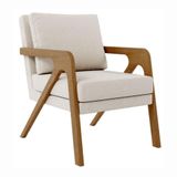 Poltrona Decorativa Moderna Luxo Para Sala Escritório Xangai Bouclé Bege