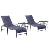 2 Espreguiçadeiras Catar 2 Mesas Garden Corda Náutica Trama Azul