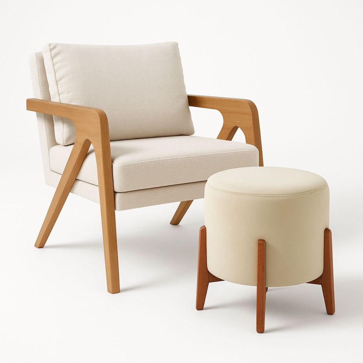 Kit Poltrona E Puff Decorativo Escritório Sala Recepção Maia