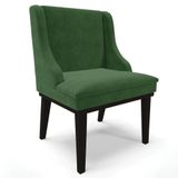 Cadeira Estofada Para Sala De Jantar Base Fixa De Madeira Preto Lia Suede Verde - Ibiza