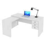 Mesa De Canto Para Escritório 3 Gavetas Me4106 Branco - Tecno Mobili