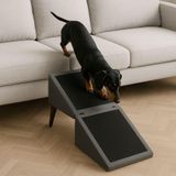 Banqueta Pet Dobrável Cinza Vira Rampa Para Cães Gatos Protege Articulações Tecido Acquablock