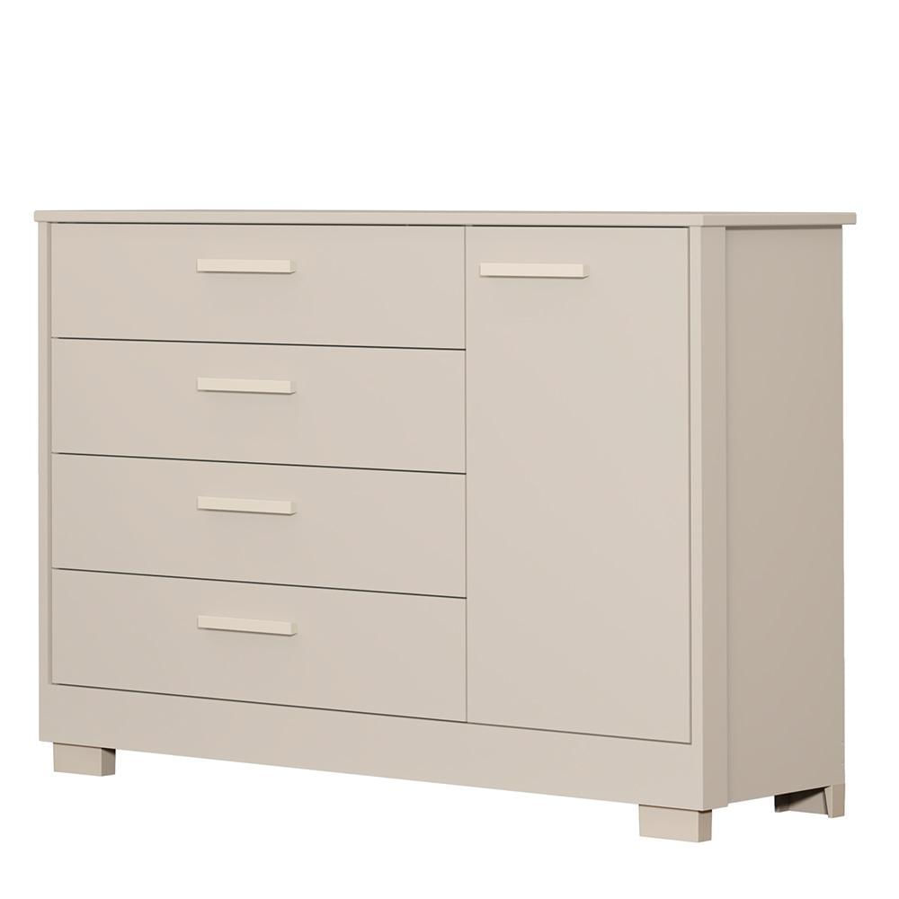 Cômoda Infantil Zaki 1 Porta E 4 Gavetas Areia Fosco - Reller Móveis