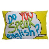 Fronha Portallar Malha 100% Algodão Estampa Localizada English 48cmx68cm Branco