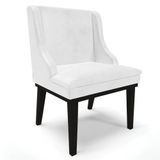 Cadeira Estofada Para Sala De Jantar Base Fixa De Madeira Preto Lia Sintético Premium Branco - Ibiza