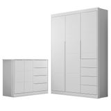 Jogo De Quarto Infantil Guarda Roupa E Cômoda Lilly P04 Branco - Mpozenato