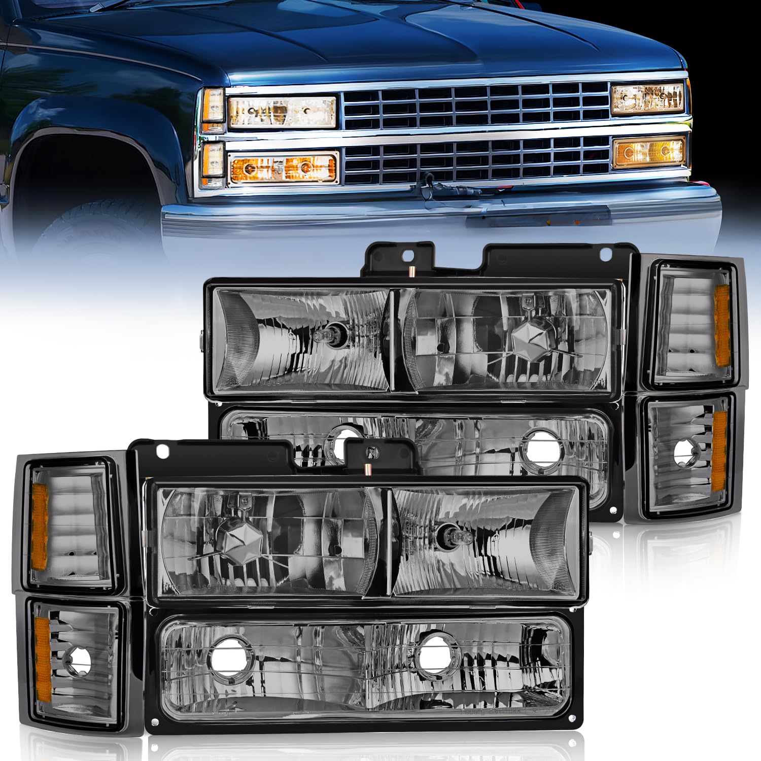 Noite De Montagem De Faróis Para Chevy Silverado 1994-1998