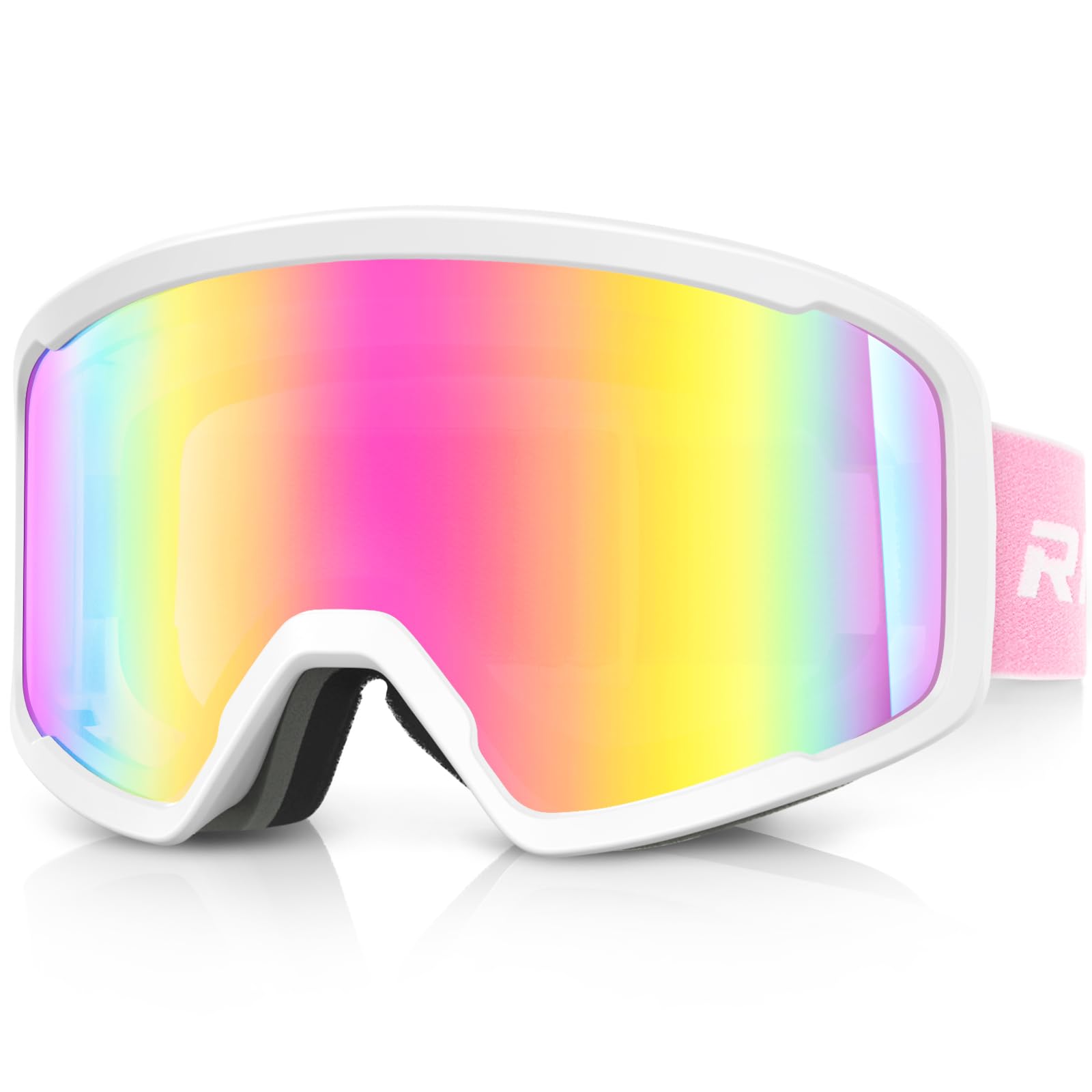 Óculos De Esqui/snowboard Rioroo Anti Fog 100% Uv Vermelhos Brancos