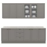Cozinha Modulada 9 Pecas 240 Cm Ce856 Americana Cinza Calcare Henn