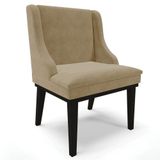 Cadeira Estofada Para Sala De Jantar Base Fixa De Madeira Preto Lia Suede Marrom Rt - Ibiza