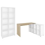 Mesa Escrivaninha Em L Eron E Estante Livreiro 90x187cm Lean A06 Branco-carvalho - Mpozenato
