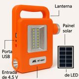 Lanterna Led Portatil Solar Recarregavel Com Lampada De Emergencia Usb Power Bank Ideal Para Camping Trilha E Casa