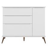 Cômoda Infantil 1 Porta 3 Gavetas 100% Mdf Pés Retrô Mel P04 Branco - Mpozenato