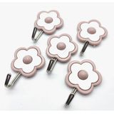Kit Com 5 Ganchos Adesivo De Flor Plástico Suporta 2kg