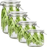 Kit 4 Pote Hermético De Vidro Recipiente 500ml 800ml 1l 1,5l
