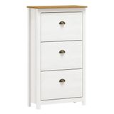 Sapateira De Madeira 3 Portas 70cm Estilo Americano Lázio F07 Branco-carvalho - Mpozenato